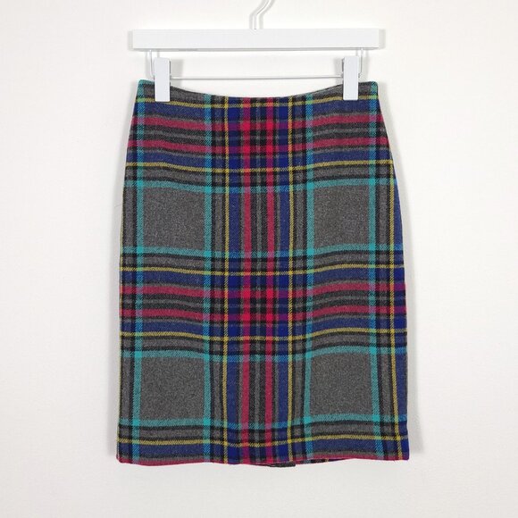 Talbots Grey Plaid Wool Blend Skirt - Picture 1 of 6